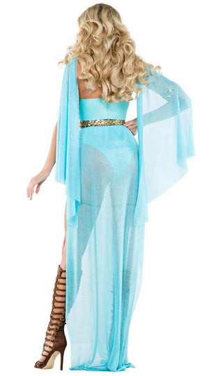 Sexy Starline Goddess Of War Sheer Aqua Blue Glitter Bodysuit Costume S6085