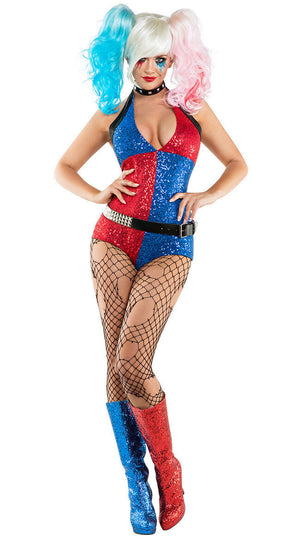 Sexy Starline Daddy's Little Monster Suicide Squad Harley Bodysuit Costume S6020
