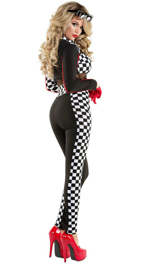 Sexy Starline Racy Racer Black & Checkered Catsuit Race Car Driver Costume S6097