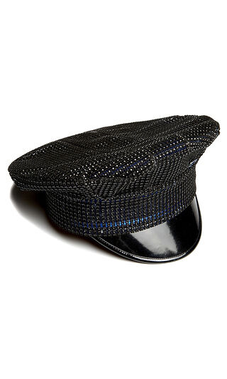 Sexy Bling Black Rhinestone Patrol Cop Hat by Forplay