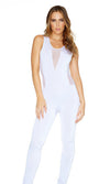 Forplay Don't Jump To Illusions Sleeveless Jumpsuit w/ Sheer Mesh Detail