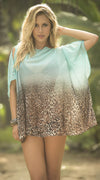 Mapale Turquoise & Leopard Print Ombre Swimsuit Cover Up Beach Dress 7812