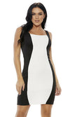 Forplay On My Curves Two Tone Sleeveless Bodycon Mini Dress Black & White 887100