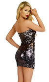 Forplay Clubwear Solerno Black Sequin Strapless Mini Dress