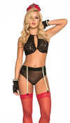 Sexy Luxury Firefighter Black Lace 5pc Lingerie Costume Mapale 6302