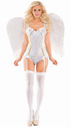 Sexy Party King Sweet Angel Sequin Pushup Bodysuit White & Gold Costume PK441