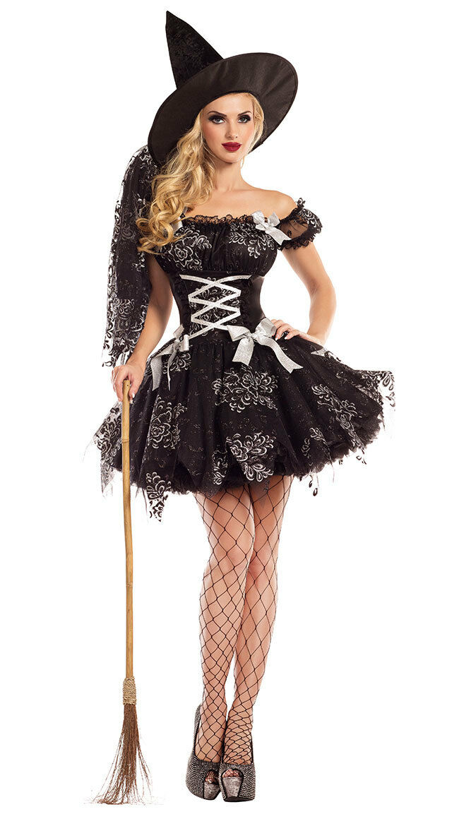 Sexy Party King Silver Sparkle Witch Mini Dress Costume PK739 ~ Also Plus Sizes