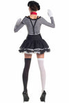 Sexy Party King Mesmerizing Mime Black & White Striped LS & Skirt Costume PK222