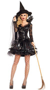 Party King Midnight Black Lace & Sequin Body Shaper Dress Costume PK602