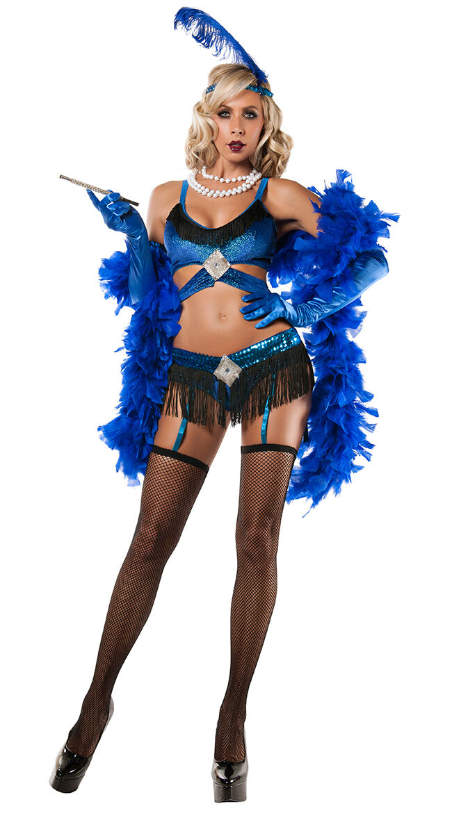 Sexy Starline Blue Sapphire Flapper Sequin & Fringe Costume S5809