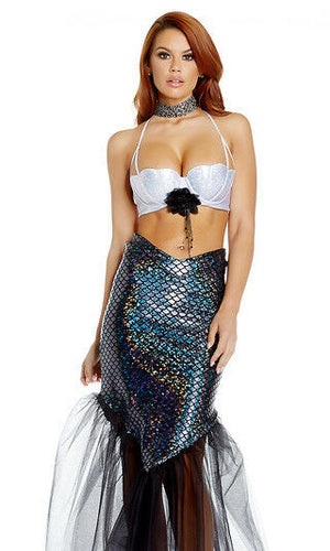 Forplay Sexy Superior Scales Mermaid Metallic Hologram Skirt & Bra Top Costume