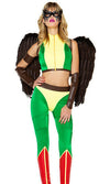 Forplay Fly High Super Hero Comic Hawkgirl Green & Yellow 5pc Costume 556532