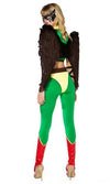 Forplay Fly High Super Hero Comic Hawkgirl Green & Yellow 5pc Costume 556532