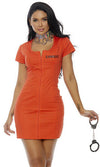 Forplay Guilty Glam Inmate Prisoner Orange Dress & Handcuffs Costume 557893