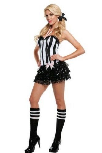 Sexy Starline Sassy Referee Black & White Corset Mini Dress Costume S2084