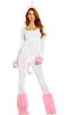 Forplay Imagine That Unicorn White Crushed Velvet LS Catsuit Costume 557974