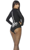 Forplay Jump Your Bones Skeleton Black LS Zip Front Bodysuit Costume