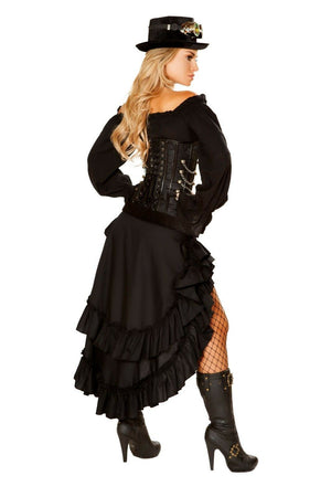 Roma 6pc Victorian Steampunk Maiden Deluxe Black Corset Dress Costume 4856
