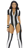 Sexy Forplay You Fined! Black& White Sports Referee Bodysuit 4pc Costume 558780