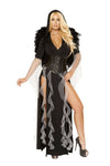 Roma Sexy Midnight Angel Black Hooded Bodysuit Costume w/ Long Skirt 4867