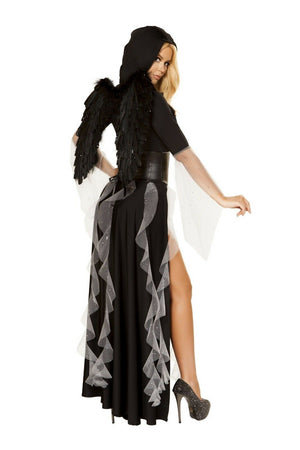 Roma Sexy Midnight Angel Black Hooded Bodysuit Costume w/ Long Skirt 4867