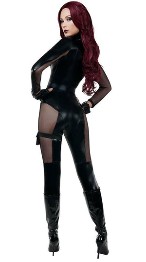 Sexy Starline Avenging Assassin Black Wetlook Catsuit Costume S8018