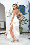 Mapale Ivory Sheer Long Sun Beach Dress w/ Side Slits 4619