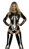 Sexy Forplay Snazzy Skeleton Bodysuit Black & Silver Costume 2pc