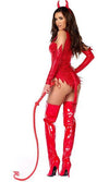 Sexy Forplay Sizzle & Shine Red Devil 3pc Romper Bodysuit Costume 555249