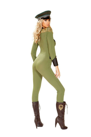 Roma Sexy Military Army Babe Green Catsuit Costume 4924