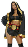Sexy Forplay TKO Boxer Fighter Black Gold 4pc Costume 559605
