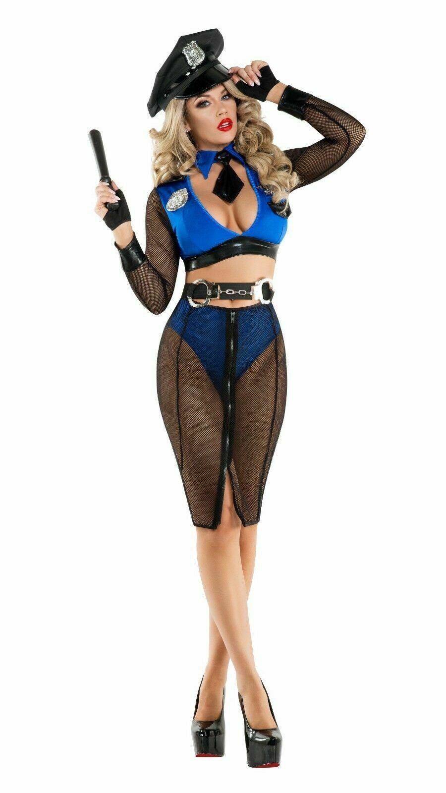 Sexy Starline Naughty Net Cop Police Officer Blue & Black Costume S6047