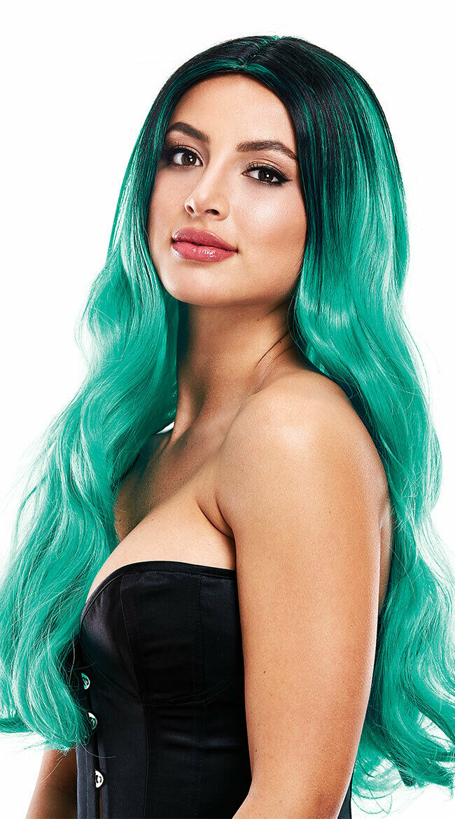 Sexy Jade Wig Green - Long Human Like Hair - Pleasure Wigs