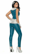 Sexy Galaxy Girl Blue & Silver Catsuit Costume 3pc Elegant Moments 99081