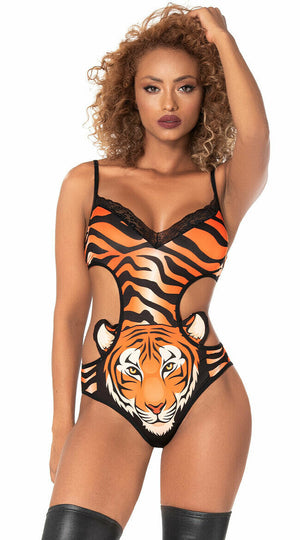 Sexy Mapale Hear Me Roar Tiger Bodysuit Teddy Costume Lingerie 6395
