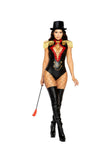 Roma Sexy Beauty Ringmaster Black & Red Bodysuit w/ Top Hat Circus Costume 4976