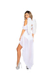 Roma Sexy Angel Goddess Silver Sequin & White Bodysuit Dress Costume 4967