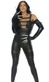 Sexy Forplay Cut It Black Strappy Catsuit w/ Scissorhand Gloves Costume 2pc 550302