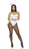 Sexy Forplay Bunny Hop White Satin Bodysuit Playboy Costume 5pc 550309