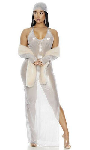 Sexy Forplay Unapologetic Superstar Silver Maxi Gown Rihanna Costume 550327