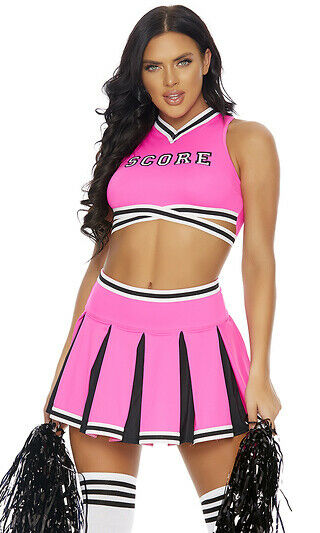 Sexy Forplay SCORE! Pink & Black Sports Cheerleader 4pc Costume 550331