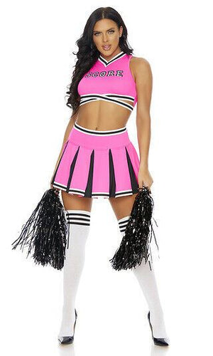 Sexy Forplay SCORE! Pink & Black Sports Cheerleader 4pc Costume 550331