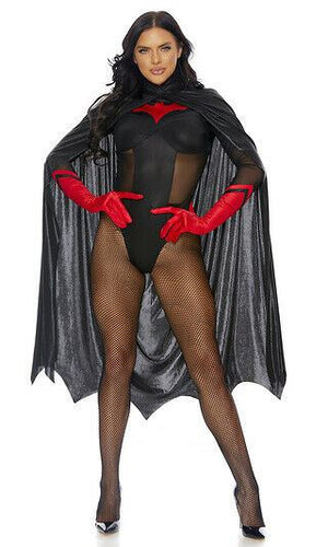 Sexy Forplay Dark Nights Bat Women Black & Red Bodysuit Superhero Costume 550334