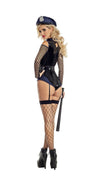 Sexy Party King Bonded Cop Police Blue Lace-Up Vinyl Bodysuit Costume PK2022