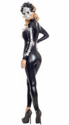 Party King Skeletal Cutie Black Wet Look Skeleton Catsuit Costume PK2048