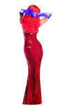 Sexy Party King Toon Starlet Red Sequin Gown Dress Jessica Rabbit Costume PK205