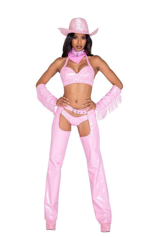 Roma Sexy Pink Vinyl Sheriff Shine Cowgirl 6pc Cowboy Costume 5014