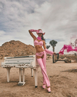 Roma Sexy Pink Vinyl Sheriff Shine Cowgirl 6pc Cowboy Costume 5014