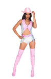 Roma Sexy Pink & Silver Space Cowgirl Babe 3pc Cowboy Costume 5015