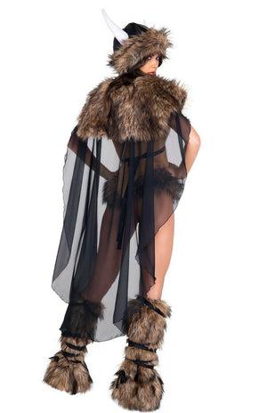 Roma Sexy Medieval Viking Deluxe 3pc Suede Bodysuit w/ Faux Fur Costume 5042